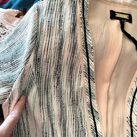 NWT Greylin Anthro Textured Blazer Jacket Blue Pink Flaw Lightweight Summer - Picture 9 of 9